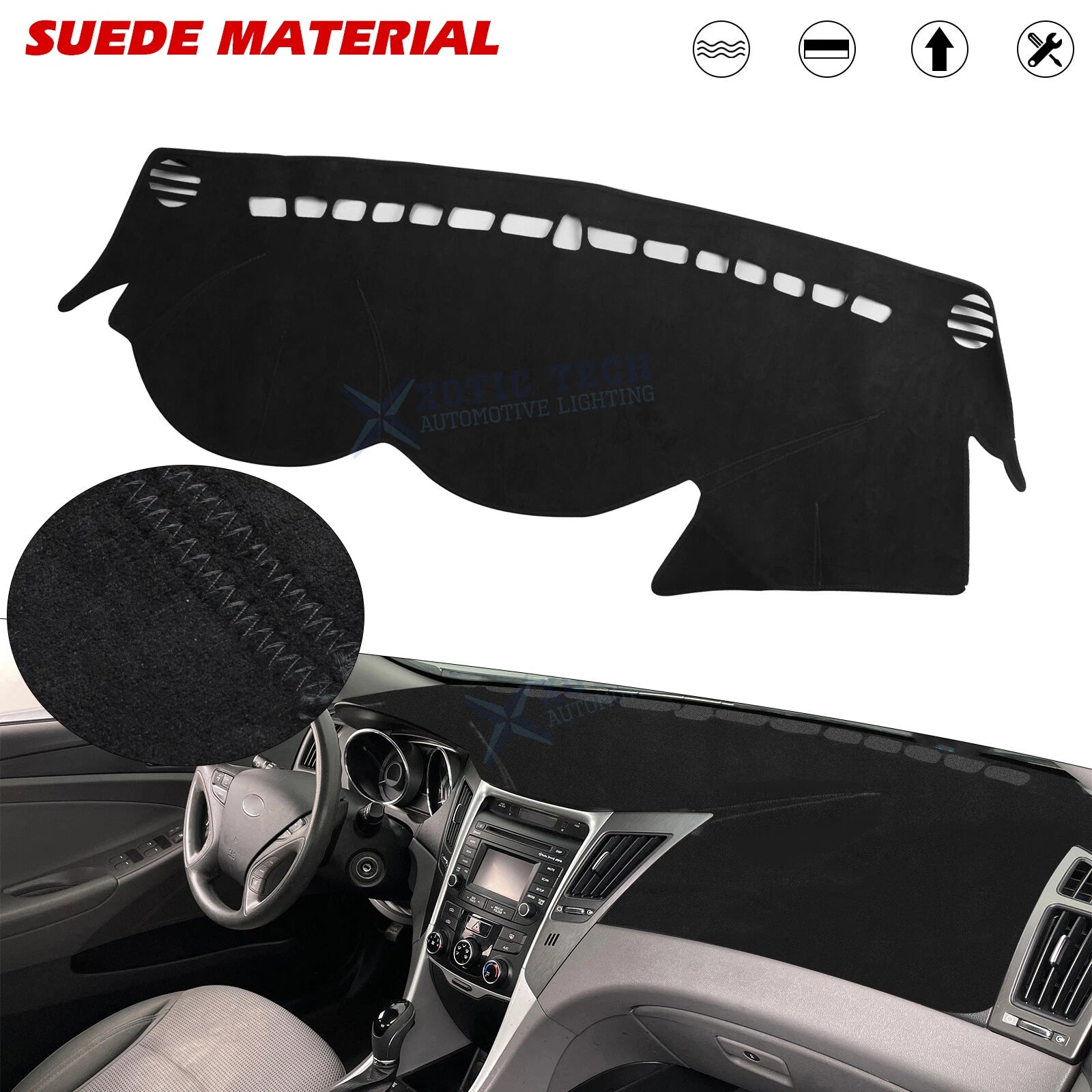 Soft Suede Dashboard Pad Sunshield Protector Mat for Hyundai Sonata (2011–2014)