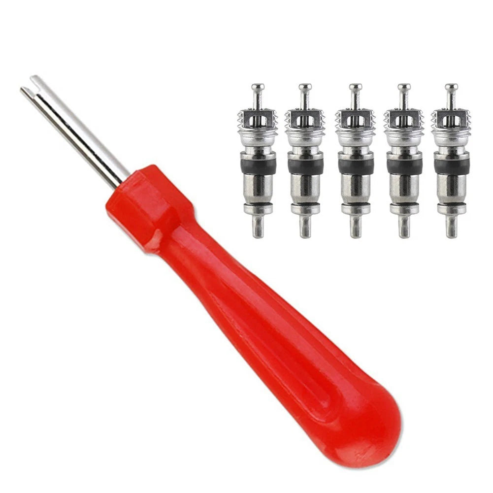 Set of 6 Tire Valve Repair Tools for Bicycles and Cars