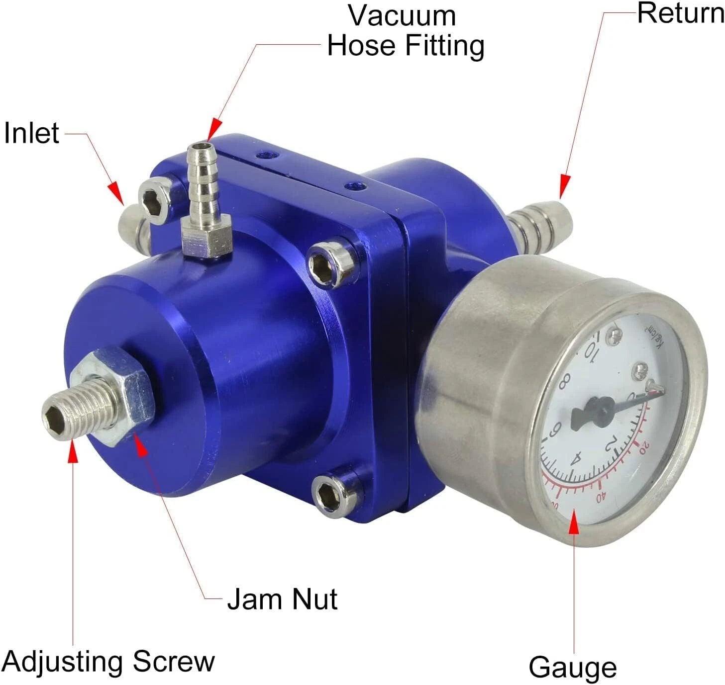 Adjustable Fuel Pressure Regulator with Gauge & Fitting Kit for Universal (All Years)
