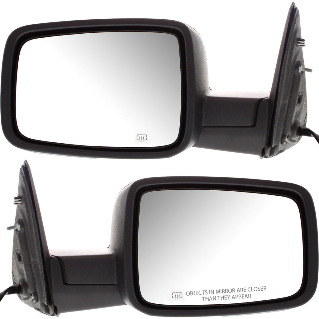 Set of 2 Power Mirrors for Ram 1500 (2011–2012) Black Manual Folding Heated