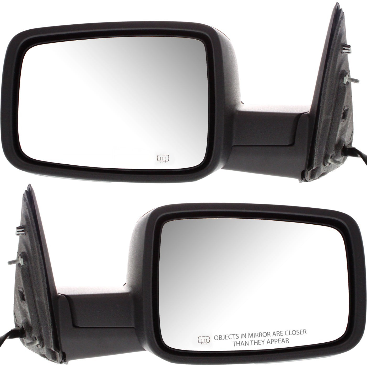 Set of 2 Power Mirrors for Ram 1500 (2011–2012) Black Manual Folding Heated