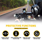 Dual USB Waterproof Motorcycle Handlebar Charger Socket (12V-24V)