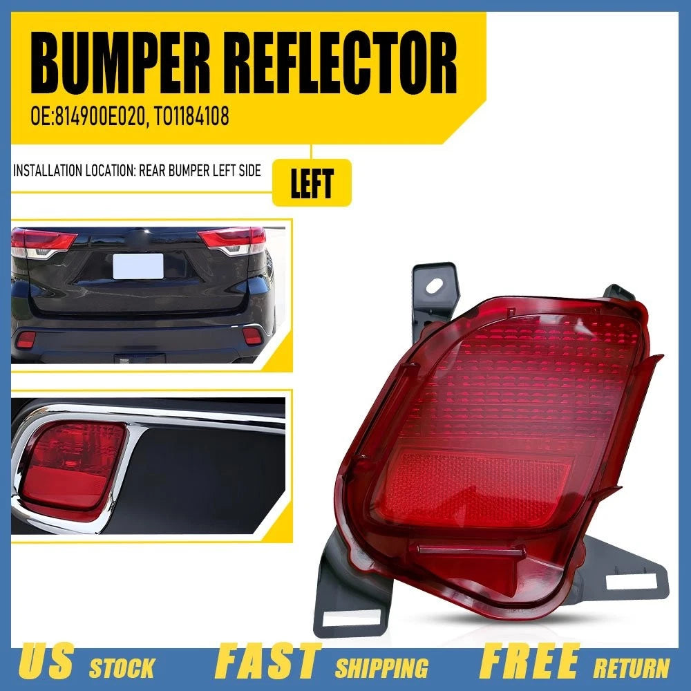 Rear Reflector Bumper Housing for Toyota Highlander LE/XLE/LE Plus/Limited (2014–2019)