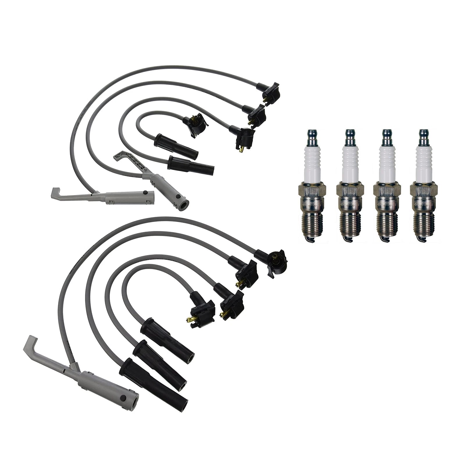 Denso 8mm Wire Set & 4 U-Groove Spark Plugs for Mazda B2300 (1994–2006)