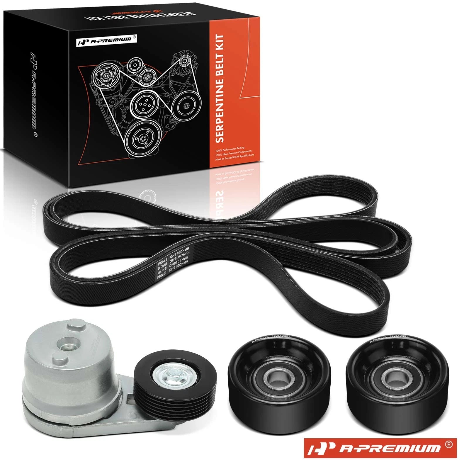 Set of 4 Serpentine Belt Drive Components for Chevy Silverado (2014–2016)