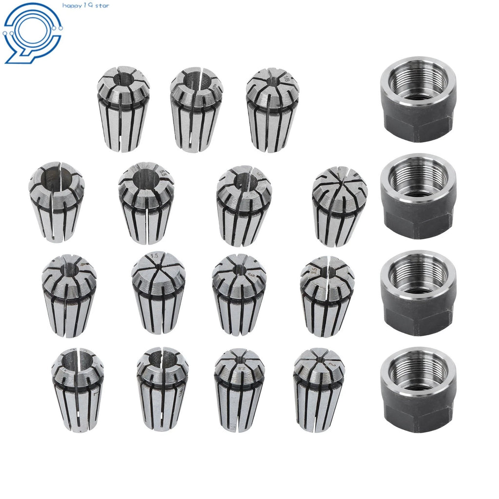 Set of 19 ER11 Collets with M14 Nuts for Micro Machining