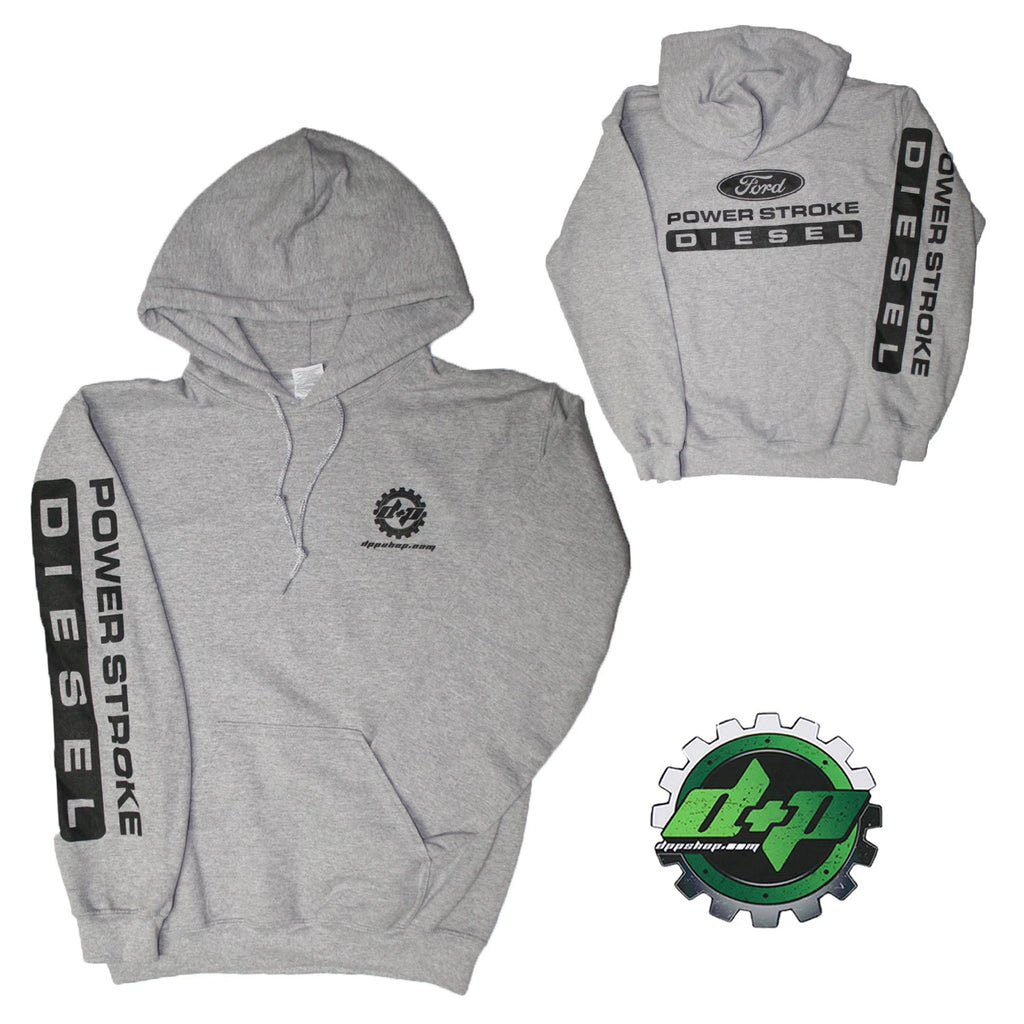 XLarge Lt Gray Hoodie for Ford Powerstroke Diesel