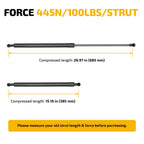 2X 27" Gas Shock Lift Support for Leer ATC Camper Topper (445N/100LBS)