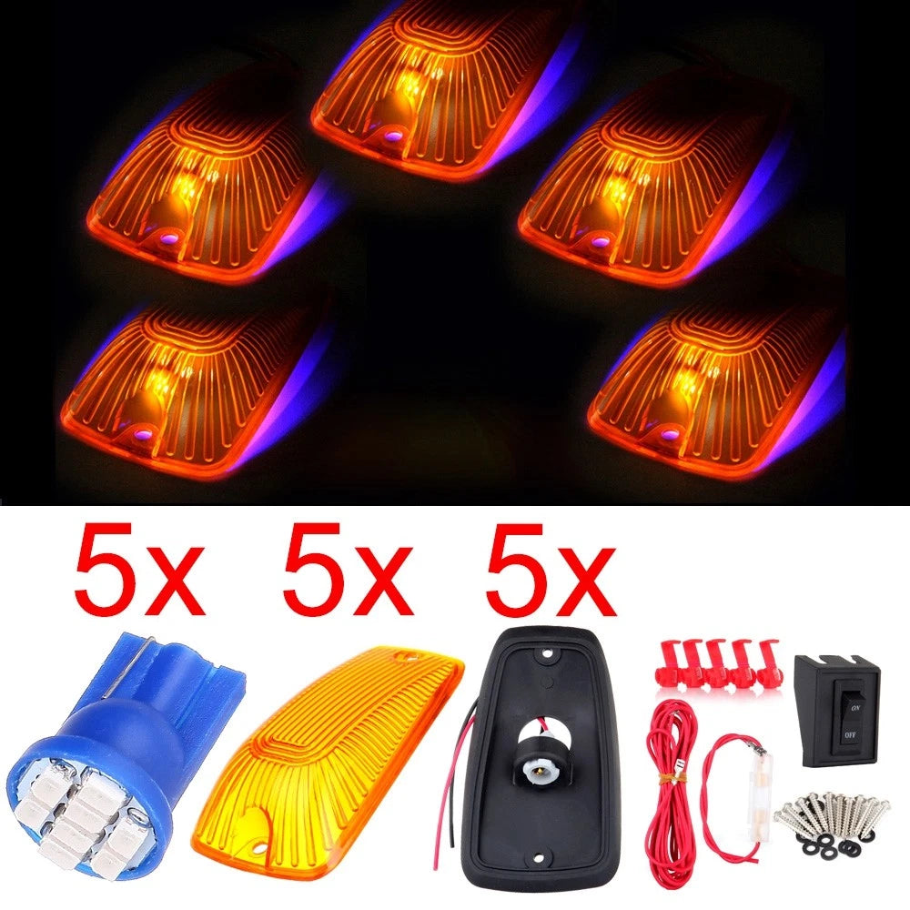 5X 8-SMD LED Amber Roof Cab Marker Lights for Truck
