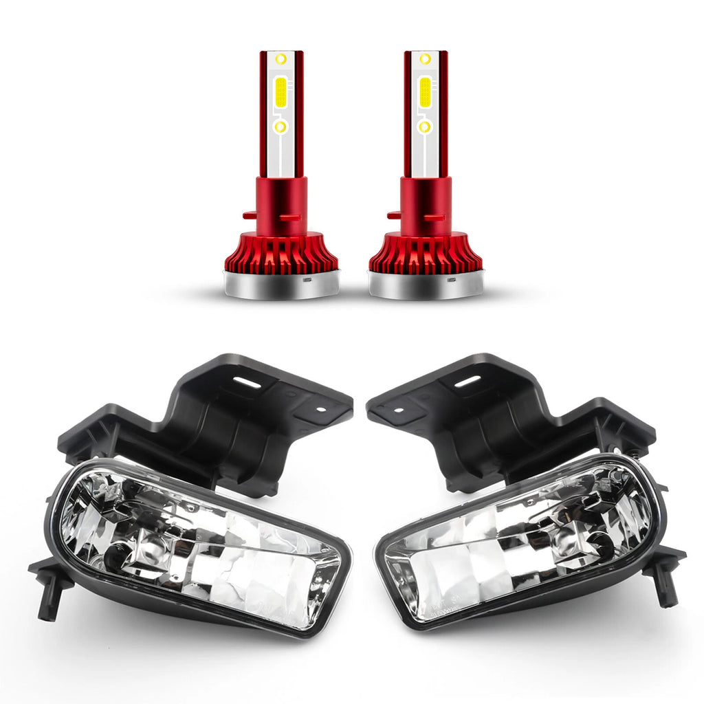 Clear Lens White LED Fog Light with Bracket for Chevy 1500 2500 3500 (2015-2020)