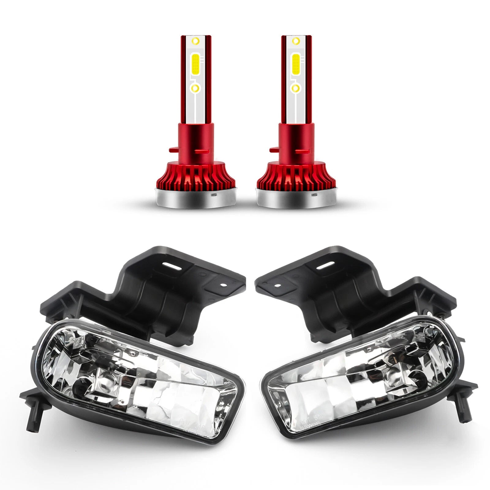 Clear Lens White LED Fog Light with Bracket for Chevy 1500 2500 3500 (2015-2020)