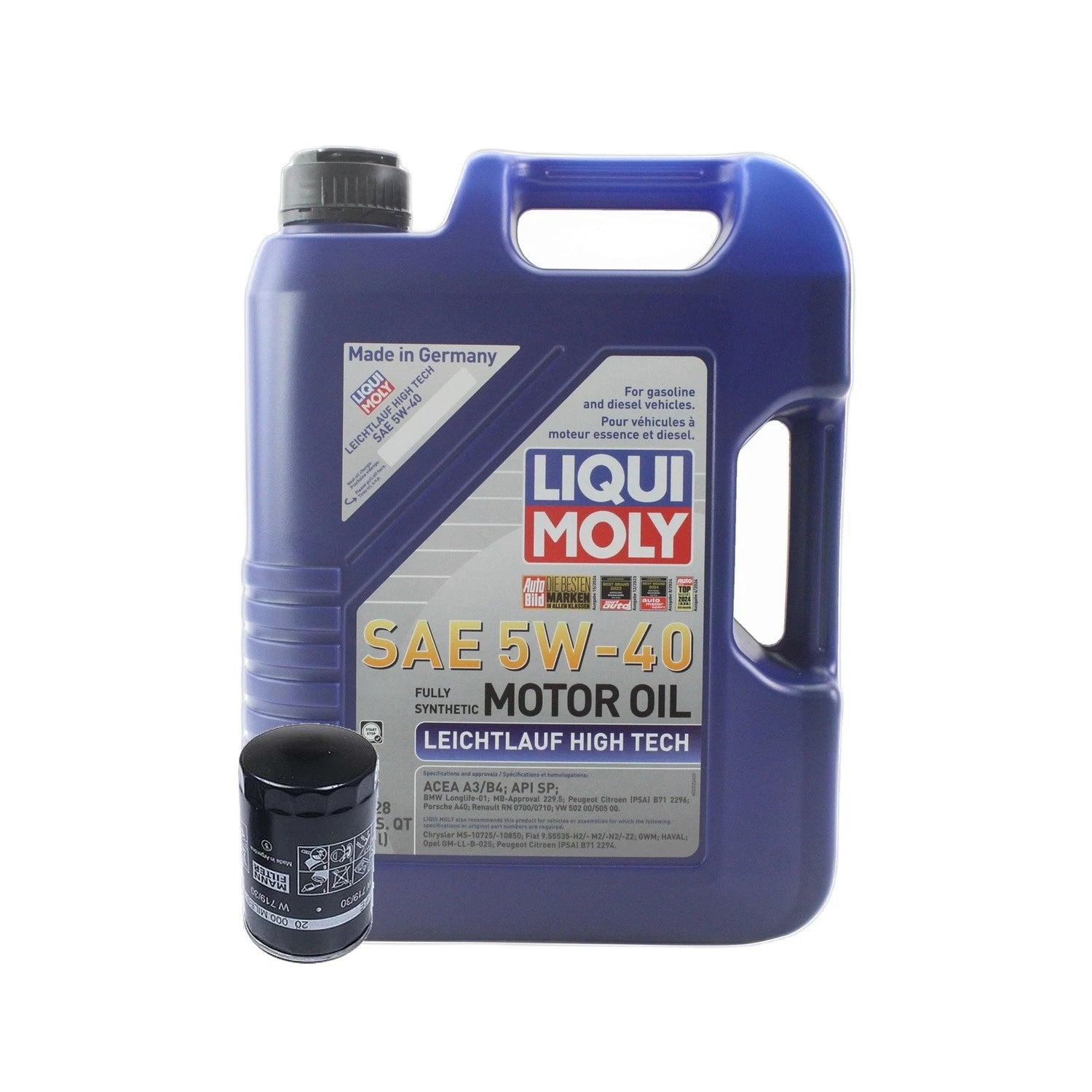 5L Liqui Moly Leichtlauf High Tech 5W-40 Oil Change Kit for Audi 1.8/2.0L (2000–2023)