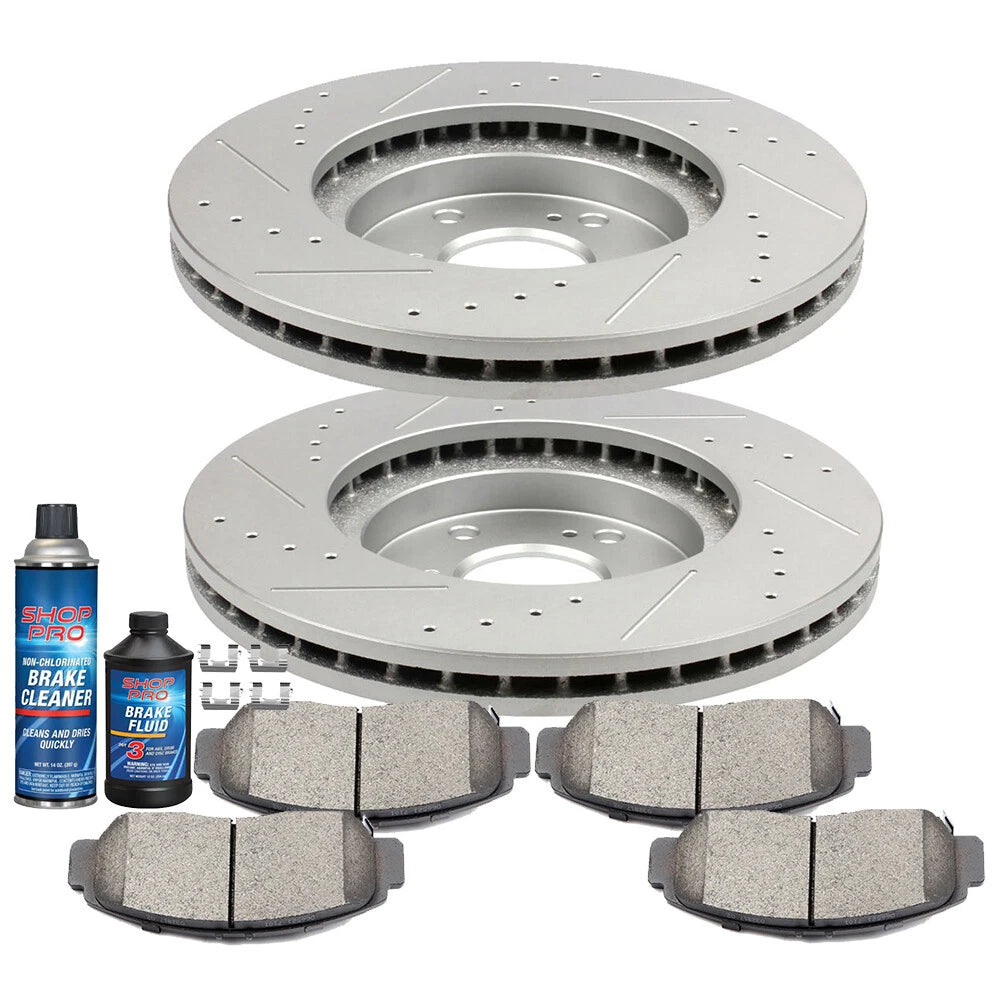 Set of 2 Front Disc Rotors + Ceramic Brake Pads for Honda Accord Acura TSX
