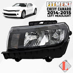 Halogen Headlight for Chevrolet Camaro (2014–2015) Left Driver Side Chrome
