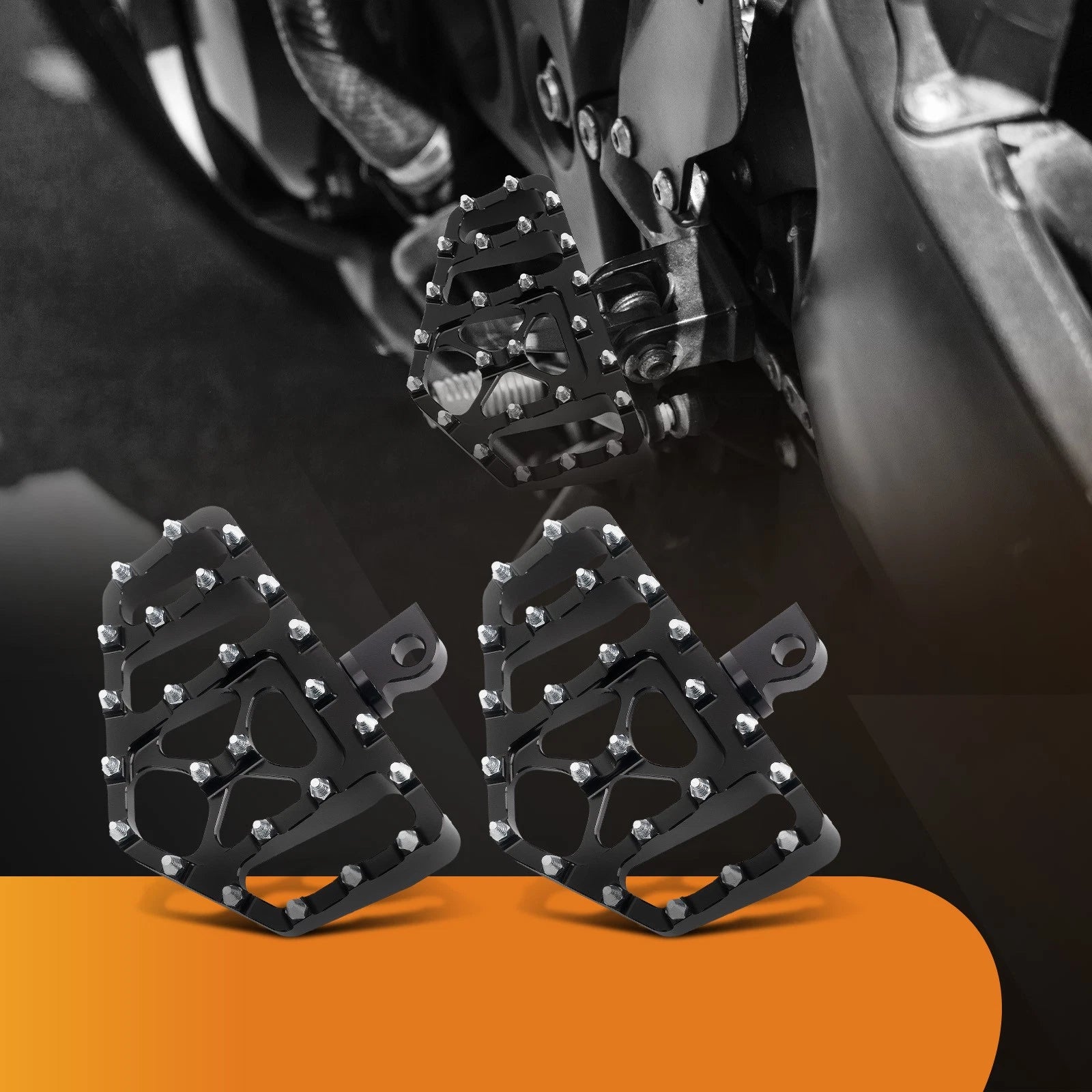Black MX Style Wide Foot Pegs for Harley Dyna Softail Wide Glide (2011–2024)