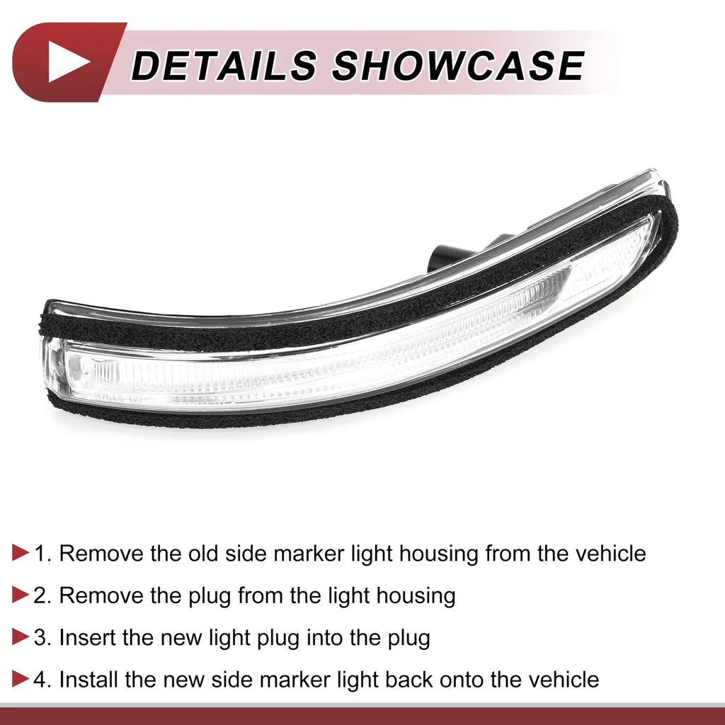Right Mirror Turn Signal Light for KIA Niro (2017–2020) No. 87623G5000 Black Clear