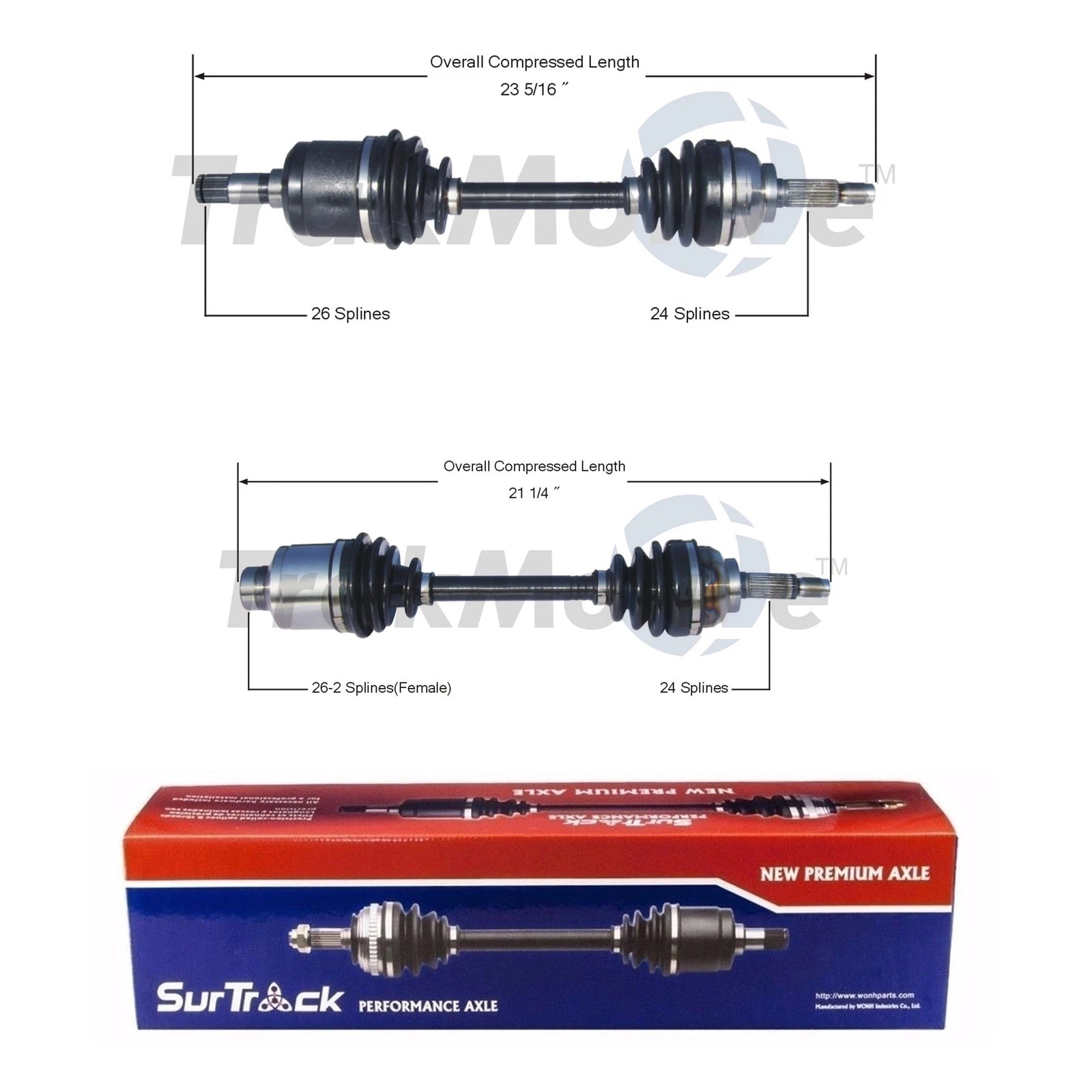 Set of 2 Front CV Axle Shafts for Mazda 323, Mercury Capri (FWD)