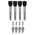 Set of 4 NGK RutheniumHX Ignition Coils & Spark Plugs for Audi A4 VW Jetta (2000–2023)
