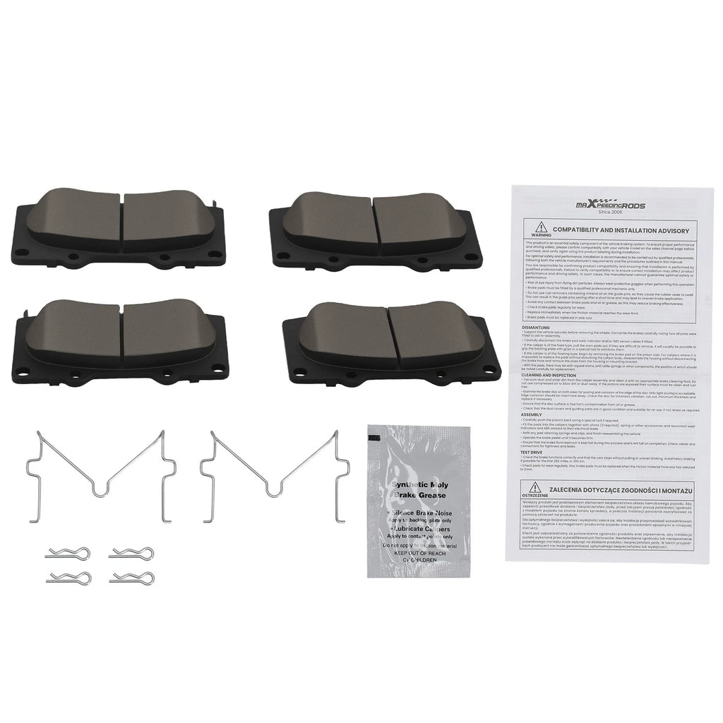 Front Ceramic Brake Pads Set for Toyota Sequoia 2001–2007/Tacoma 2005–2023