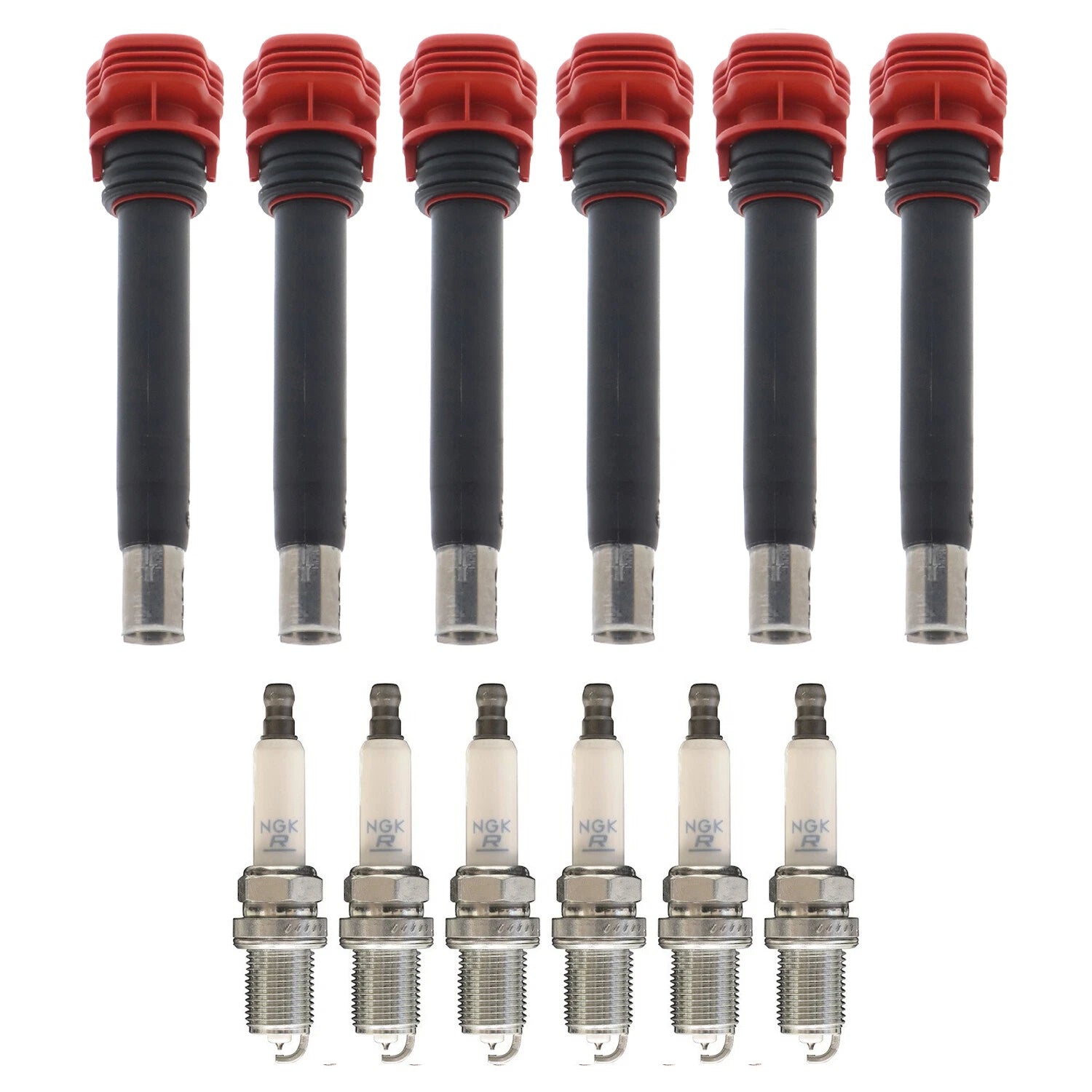 Set of 6 Ignition Coils & NGK Laser Iridium Spark Plugs for Audi A6 Q5 Q7 Cayenne V6