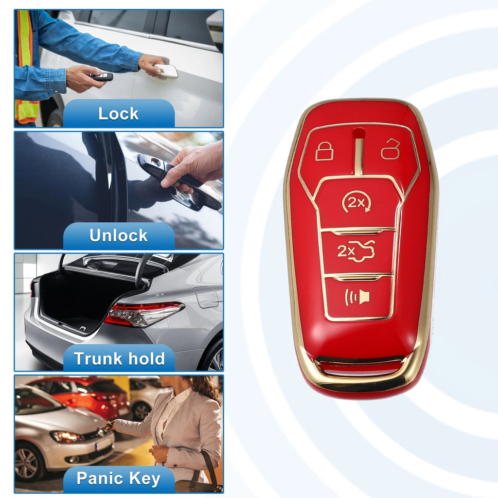 TPU Remote Key Fob Case Cover for Ford Fusion F150 (2013–2020) Red