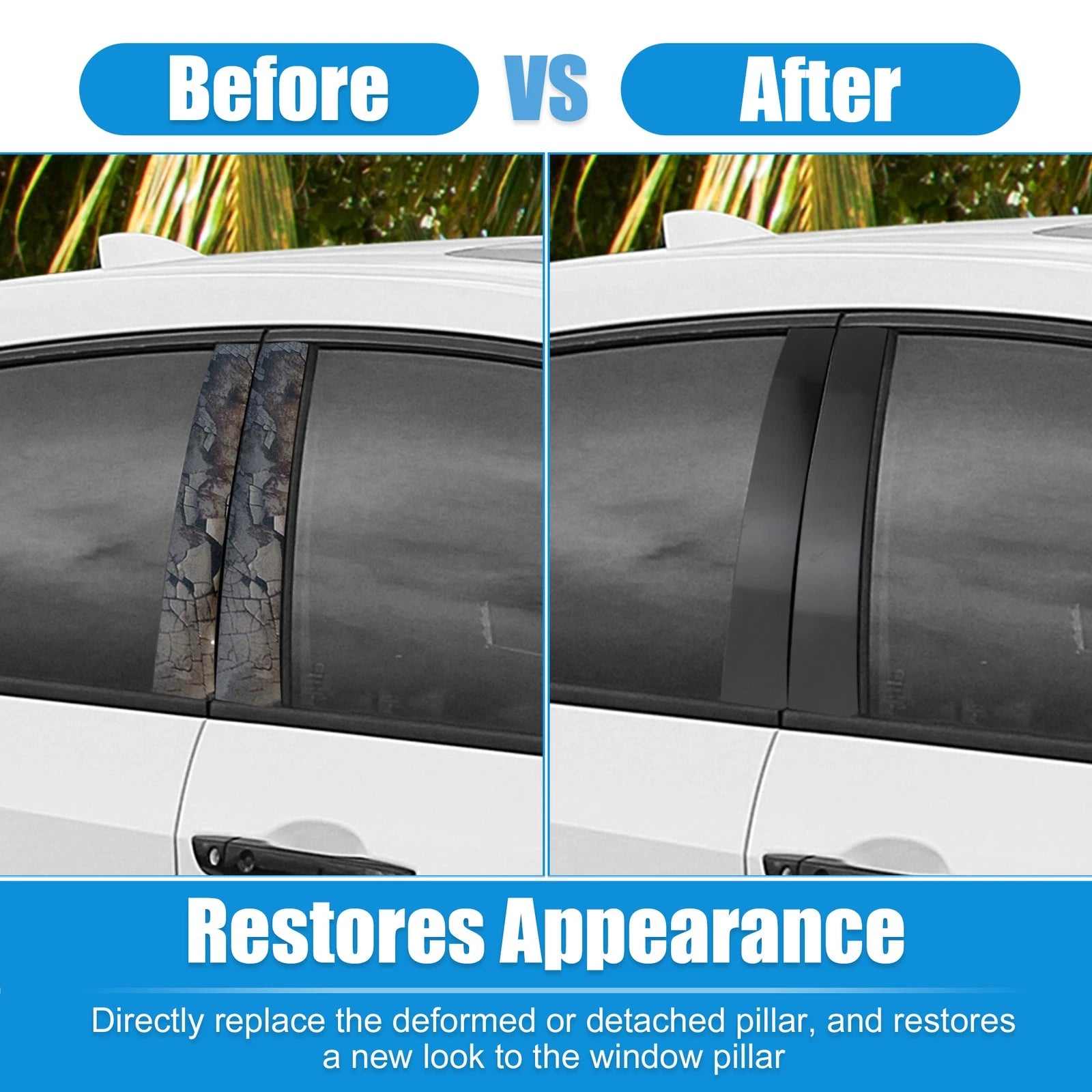 6 Pcs Pillar Post Side Door Window Cover for Honda Civic Sedan (2016–2021)