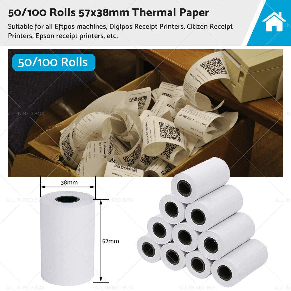 Thermal Paper POS Receipt Rolls for Cash Register (50mm x 100mm)