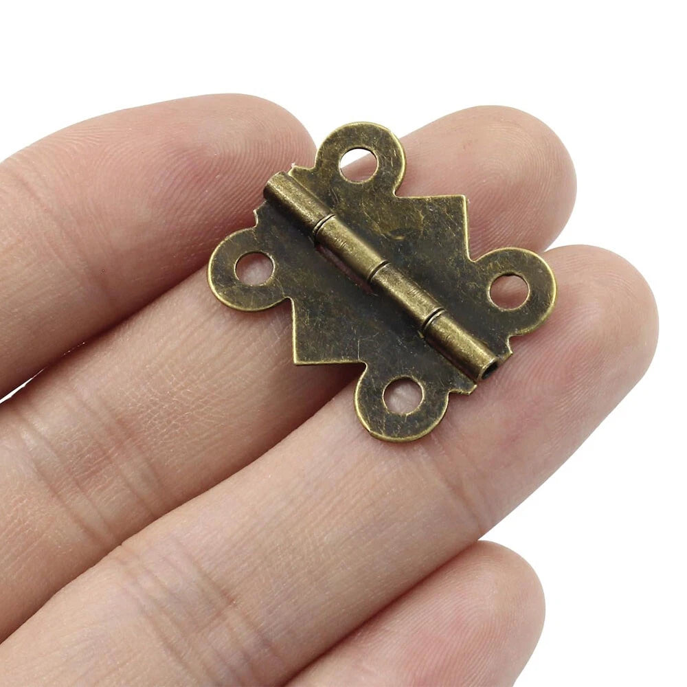 20pcs Mini Hinges for Vintage Jewelry Chest Wine Box Dollhouse (20x25mm)