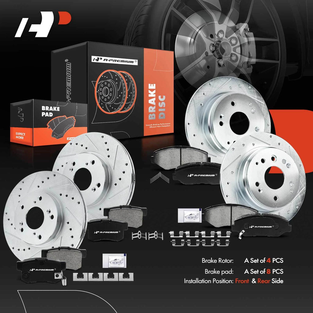Drilled Brake Rotors & Ceramic Pads for Honda Element (2003-2011)