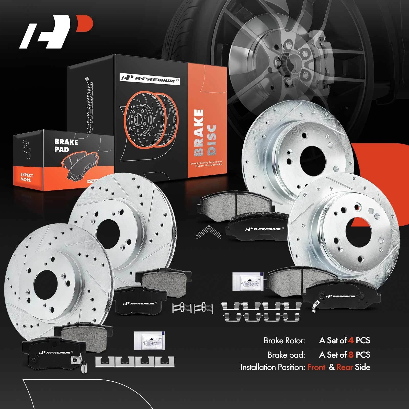 Drilled Brake Rotors & Ceramic Pads for Honda Element (2003-2011)