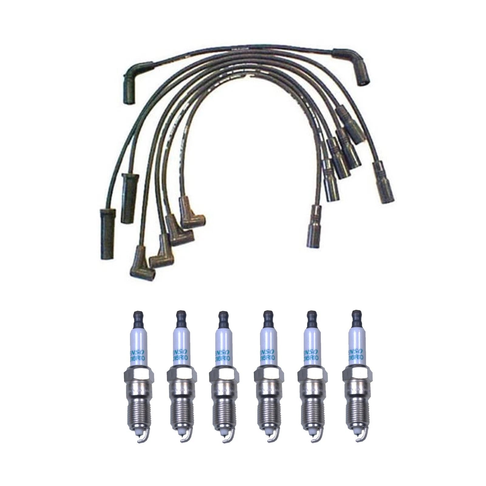 Denso 7mm Wire Set & 6 Iridium Spark Plugs Kit for Sierra 1500 (1999–2006)