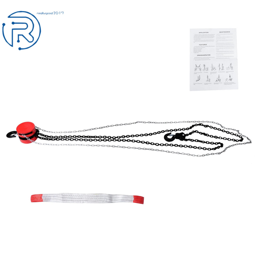 3 Ton Manual Chain Hoist for Heavy-Duty Lifting (10' Lift, 2 Hooks)