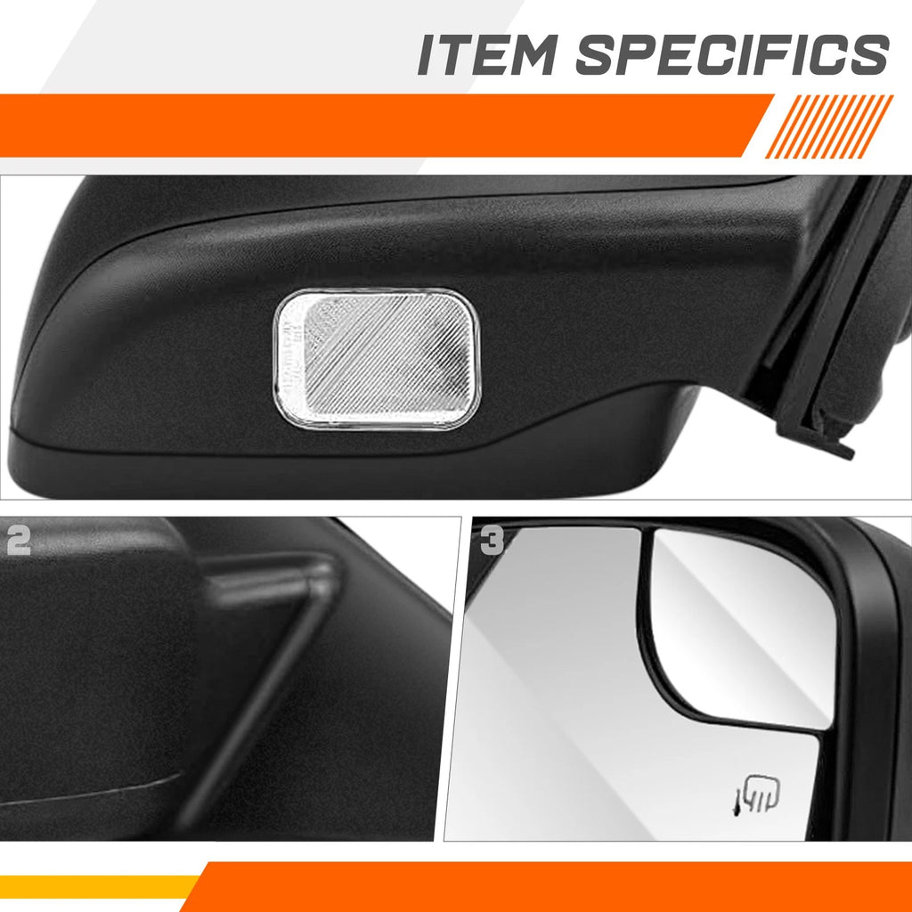 Power Heated Blind Spot Puddle Light Side View Mirror RH for Ford Fusion (2011–2012)