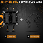 Ignition Coil & Spark Plug Wire Set for Dodge Neon/Stratus/Jeep Liberty (2001–2007)