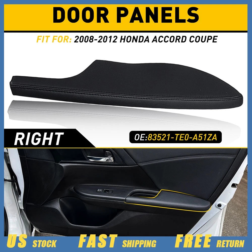 Right Side Door Armrest Panel for Honda Accord Coupe (2008–2012) Black Leather