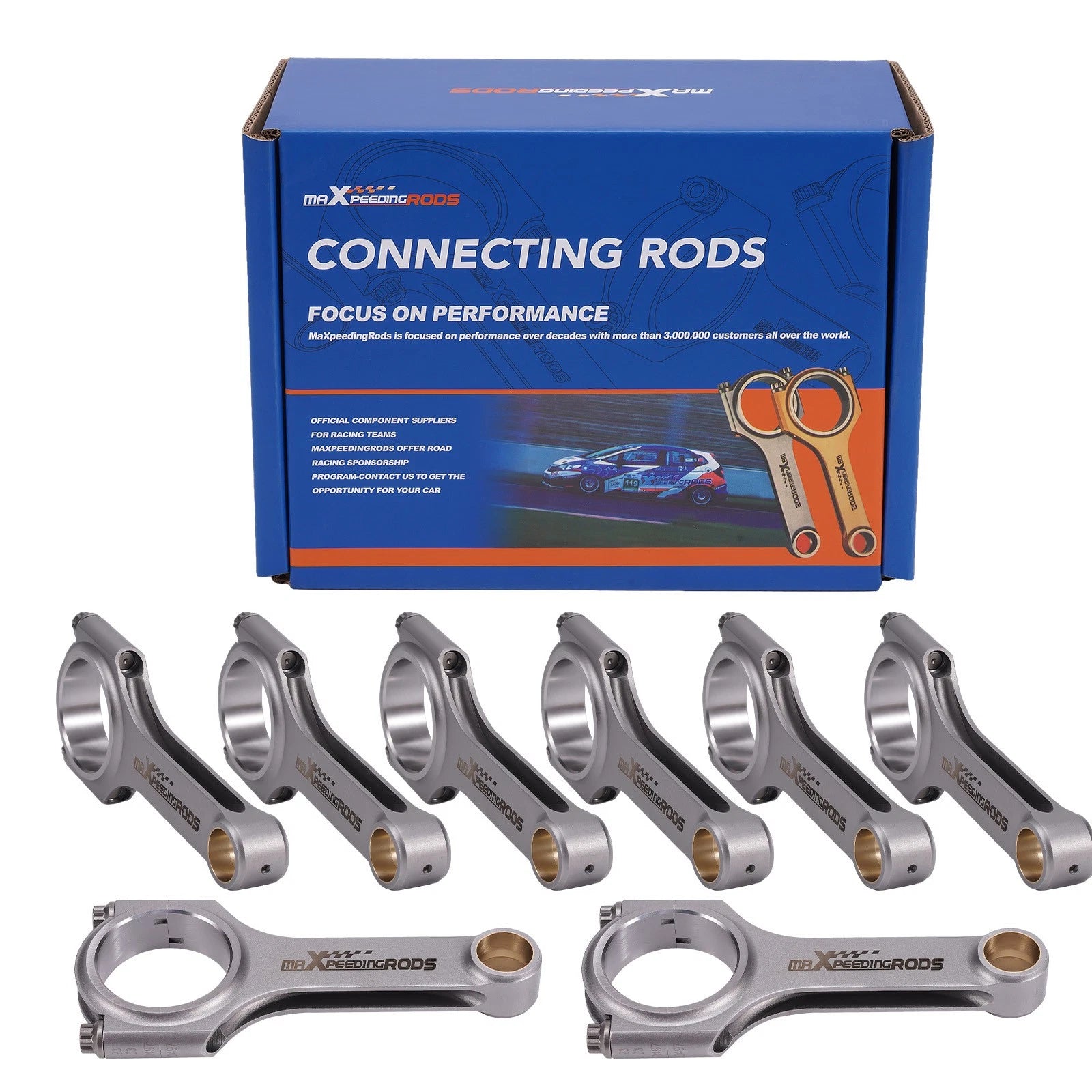 8pcs H-Beam Connecting Rods for Chevy Small Block SBC (6.100", 2.225", .945")