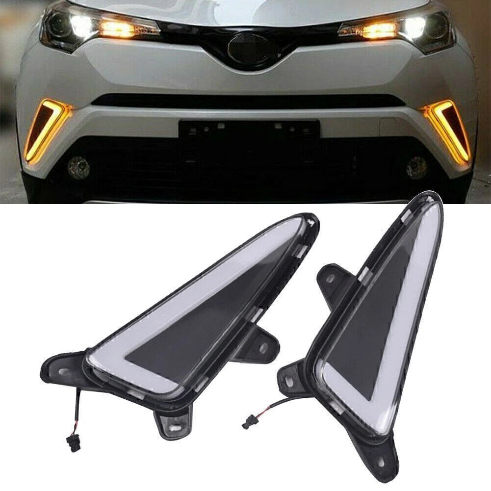 2X LED Daytime Running Lights Yellow Turn Signal Fog Kit for Toyota C-HR (2017–2022)