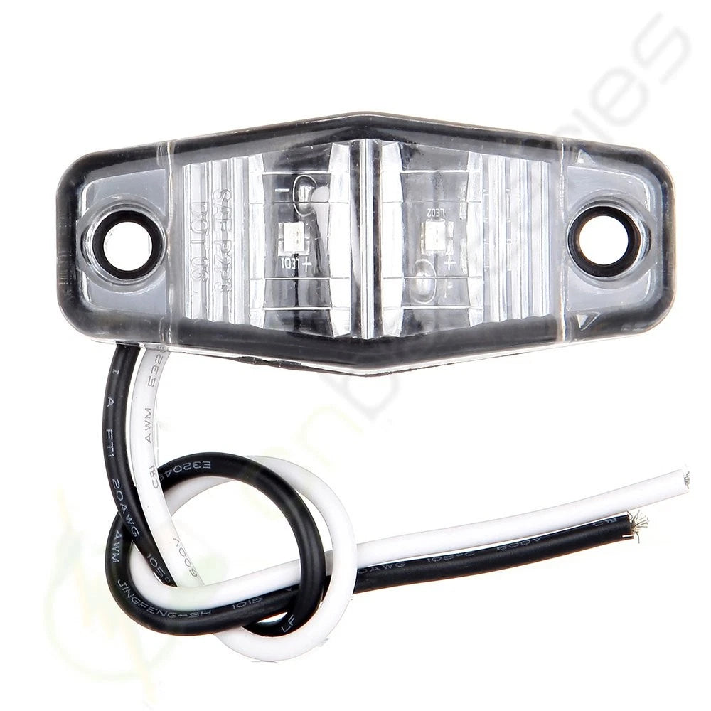 2X Clear/Amber LED Side Marker Lights for Universal Trailer Truck