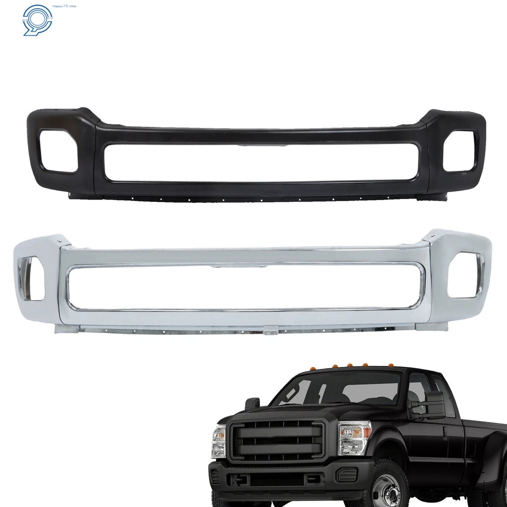 Steel Front Bumper for F-250 F-350 (2011–2016) Chrome/Black with Fog Hole