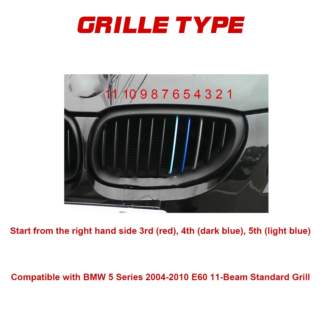 Tri-Color Grille Insert Trim for BMW E60 5 Series (2004-2010)