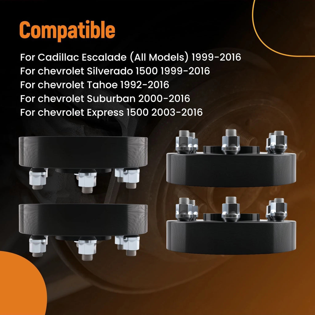 4X 1.5" 6X5.5 Wheel Spacers for Chevy Silverado Tahoe GMC Sierra 1500 (2007–2023)