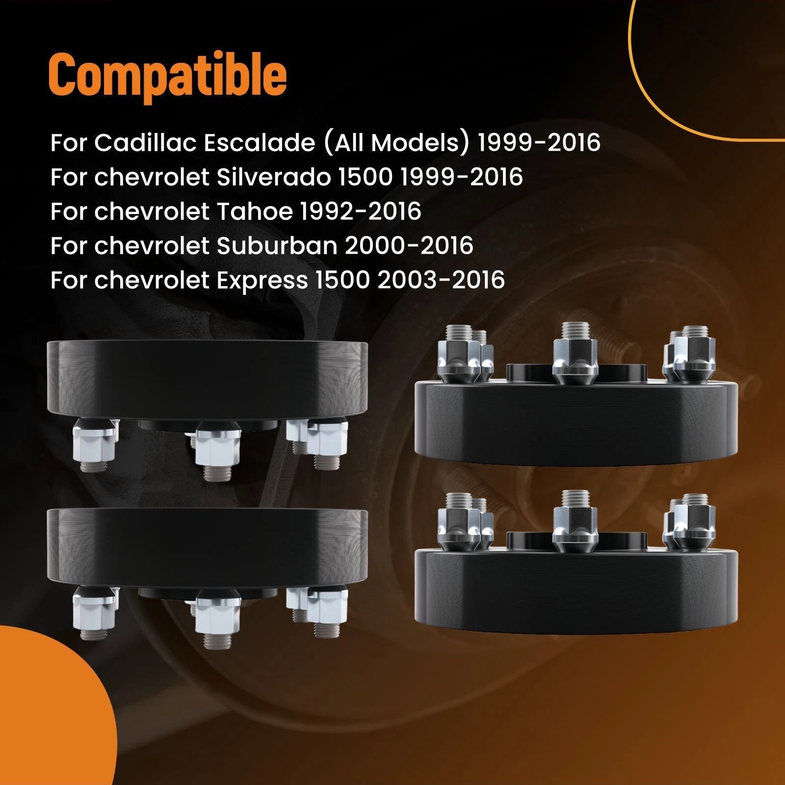4X 1.5" 6X5.5 Wheel Spacers for Chevy Silverado Tahoe GMC Sierra 1500 (2007–2023)