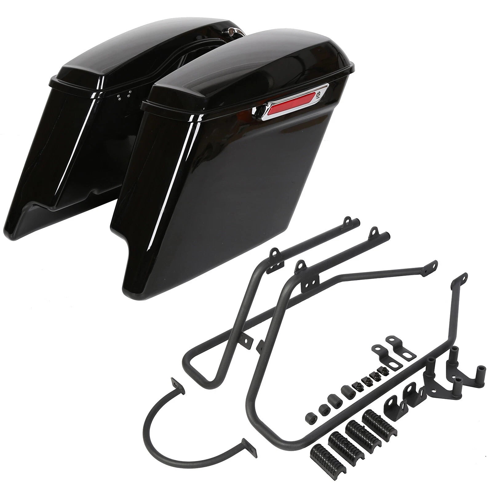 Stretched Hard Saddlebags + Conversion Brackets for Harley Sportster 883 (2004–2014)
