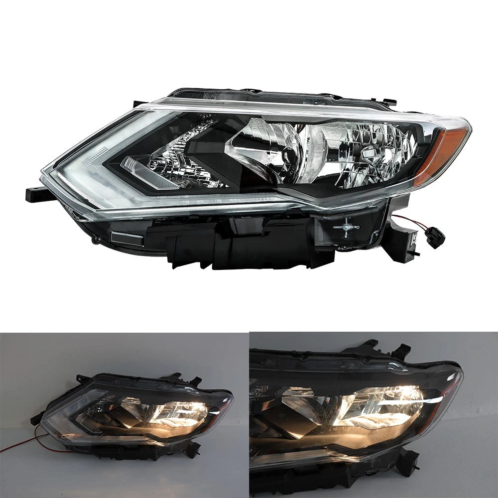 Headlight Assembly for Nissan Rogue (2017–2019) Left Driver Side Halogen