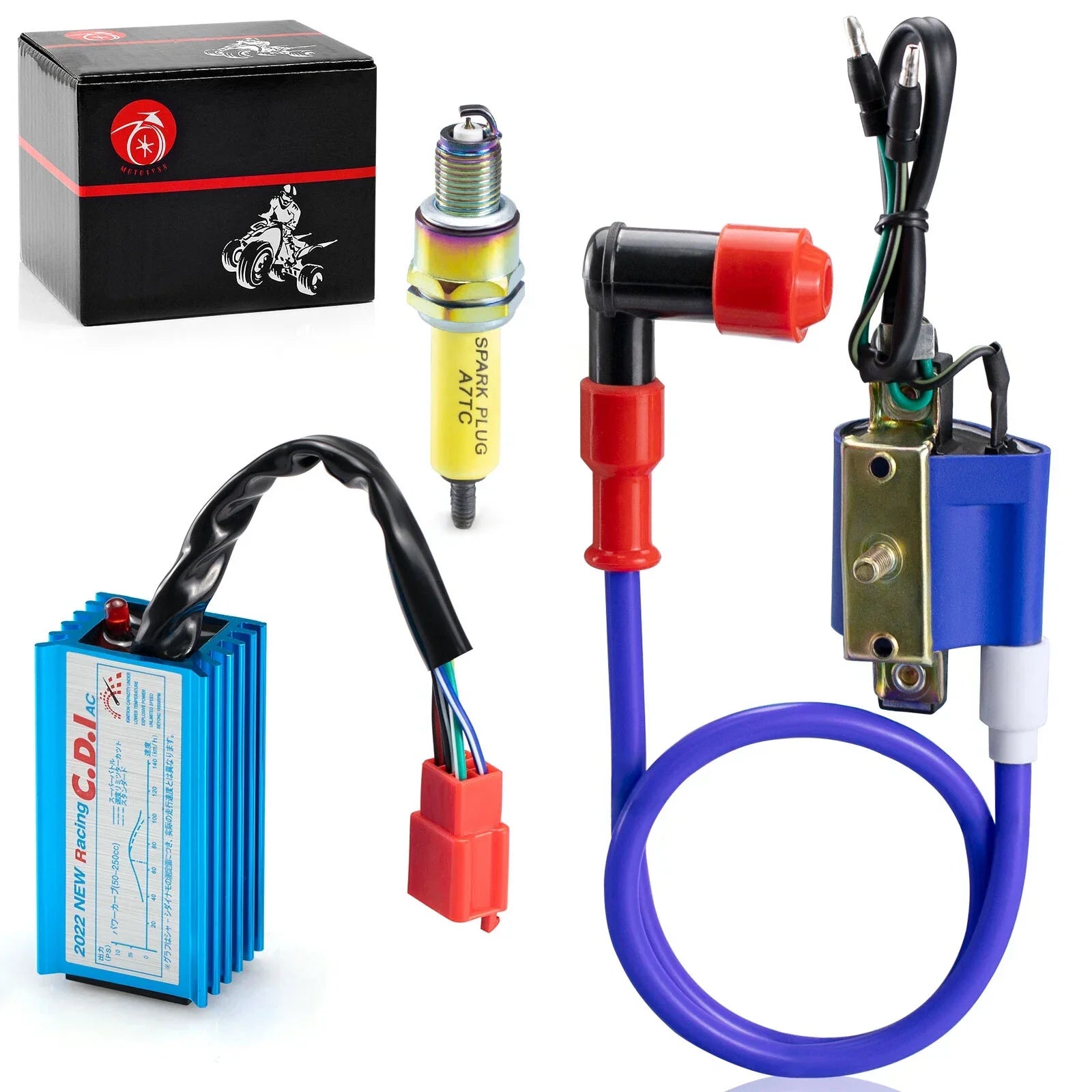 AC CDI Ignition Coil Spark Plug 10mm for GY6 ATV dirt bike (2000–2023)