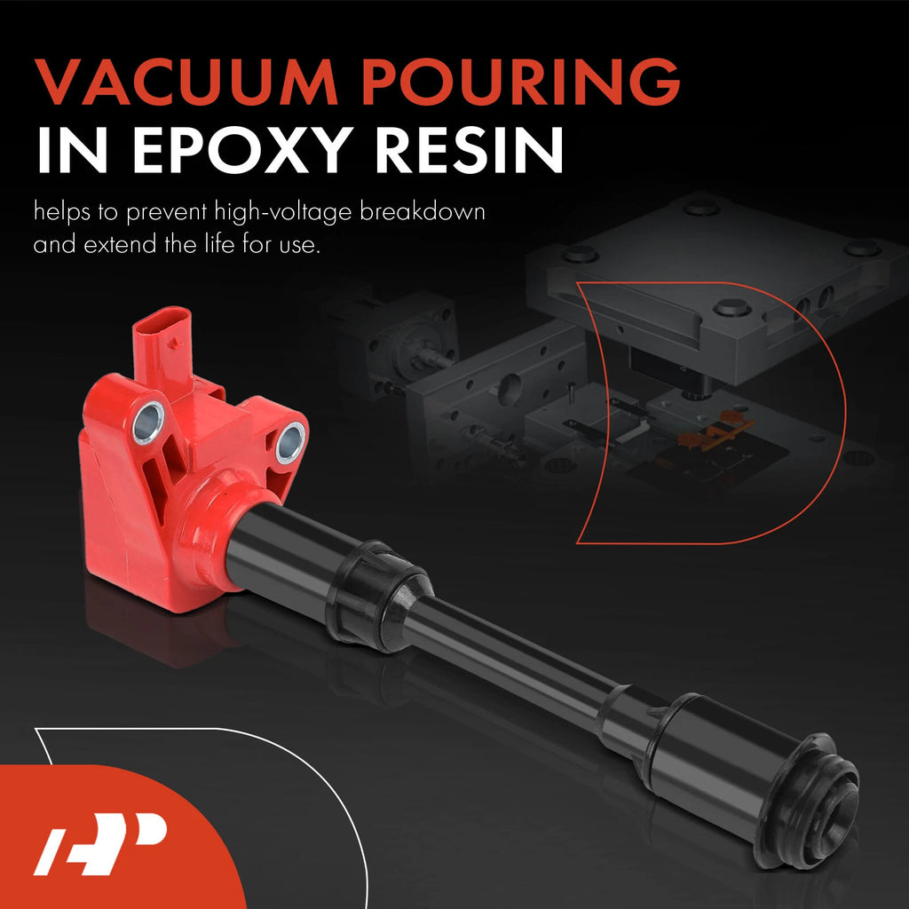 Set of 4 Red Ignition Coils for Ford Escape (2013–2016) Fusion (2013–2014) Fiesta