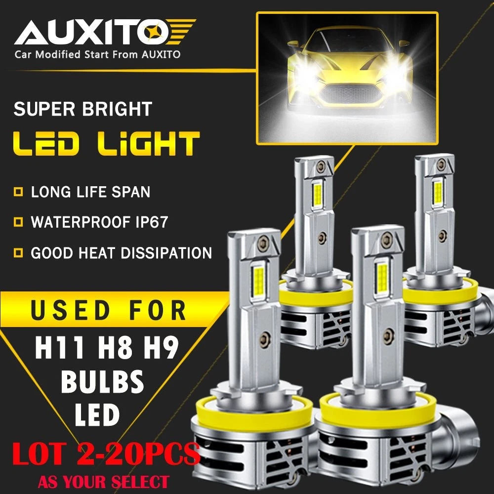 2X AUXITO LED Headlight H11 Low Beam Bulb Canbus Kit 60000LM 6500K