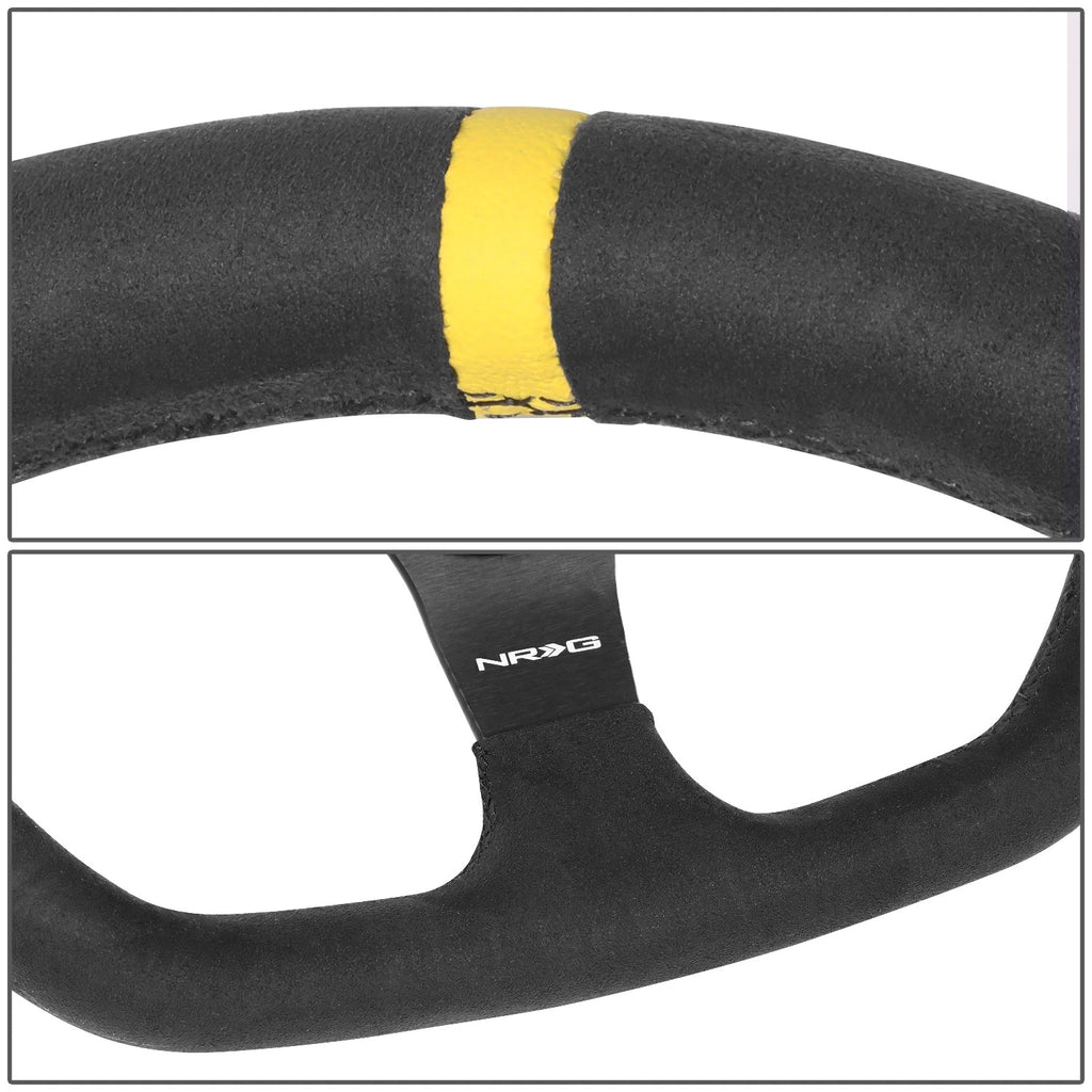 320mm Dish Steering Wheel for NRG (3-Spoke, Yellow Stripe, Alcantara)