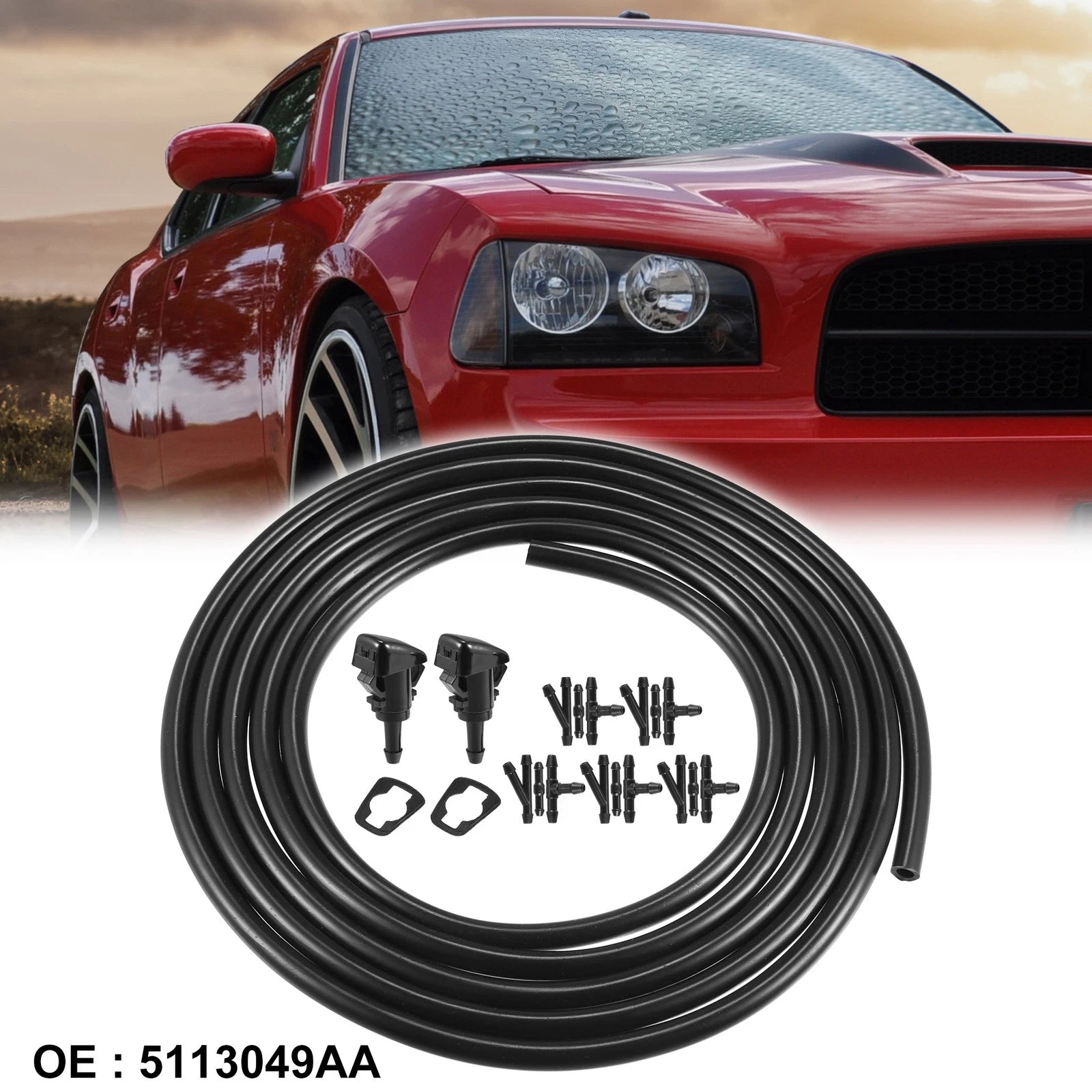 2X Windshield Washer Nozzle Hose Kit for Dodge Chrysler (5113049AA)