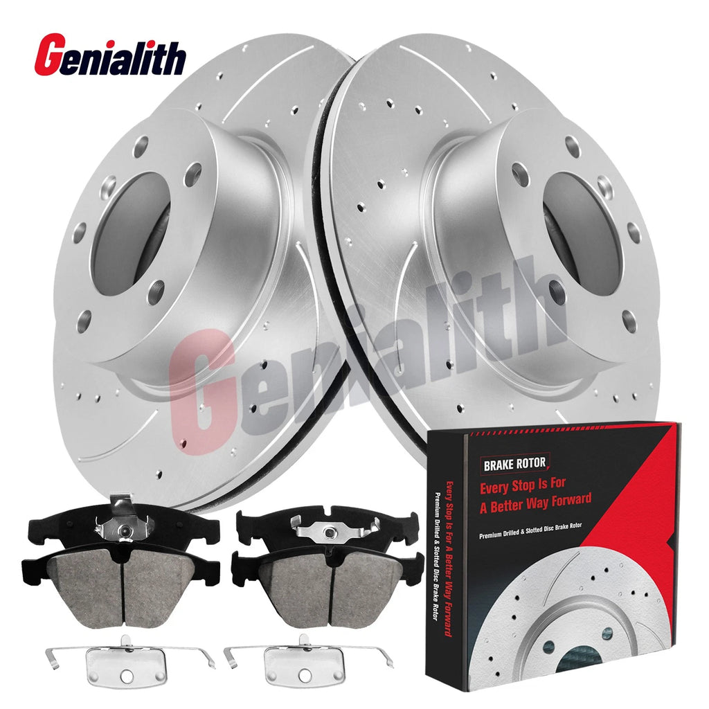 Front Drilled Brake Rotors + Ceramic Pads for BMW 328i xDrive (2010–2013)